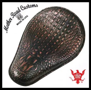 11x14" Copper Black Alligator Spring Solo Seat Chopper Bobber Harley Sportster