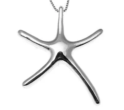 14K SOLID WHITE GOLD MEDIUM SHINY HAWAIIAN OCEAN SEA STAR STARFISH SLIDE PENDANT