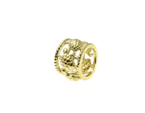 14K YELLOW ROSE WHITE GOLD 6.8MM HAWAIIAN SEA TURTLE BARREL TUBE SLIDE PENDANT
