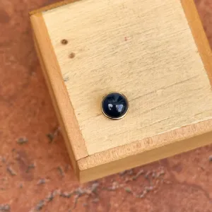 18KT Yellow Gold Round Cabochon Blue Sapphire Bezel Pendant Slide