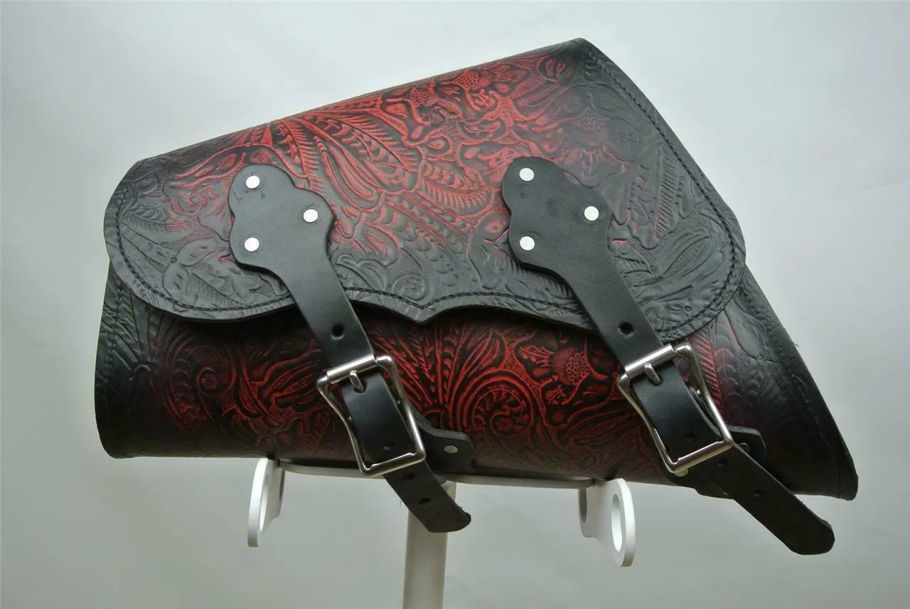 1982-2022 Saddle Bag Sportster Harley Ant Red Tooled Embossed Fits All Models