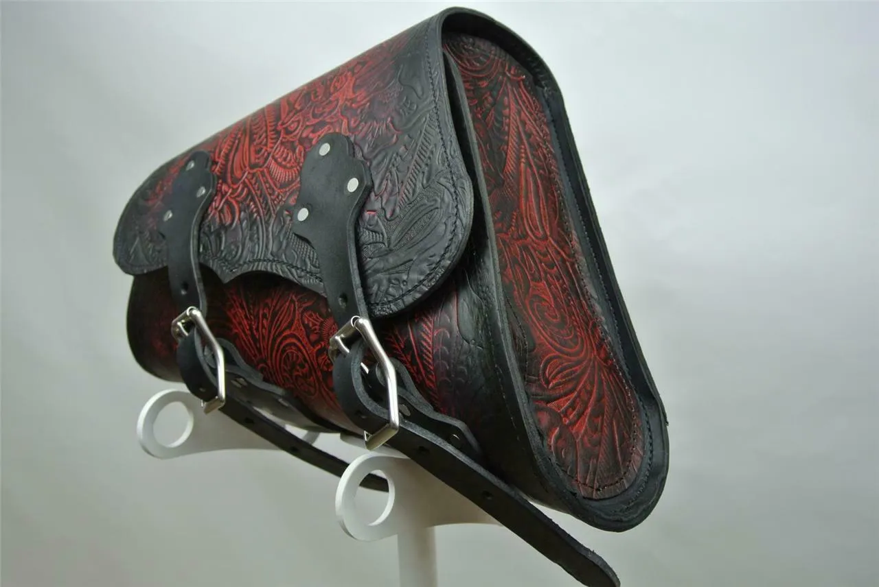 1982-2022 Saddle Bag Sportster Harley Ant Red Tooled Embossed Fits All Models