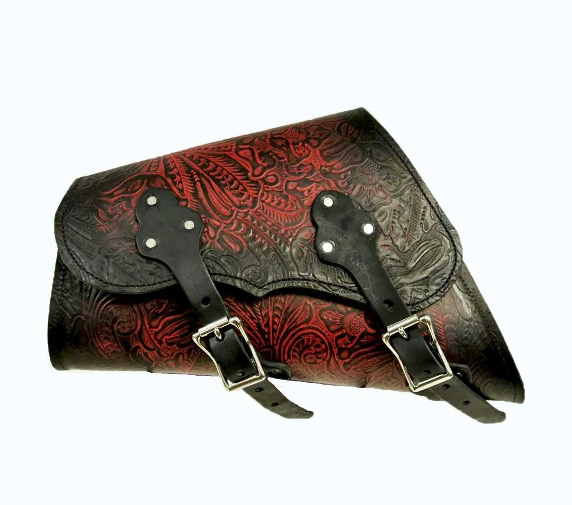 1982-2022 Saddle Bag Sportster Harley Ant Red Tooled Embossed Fits All Models