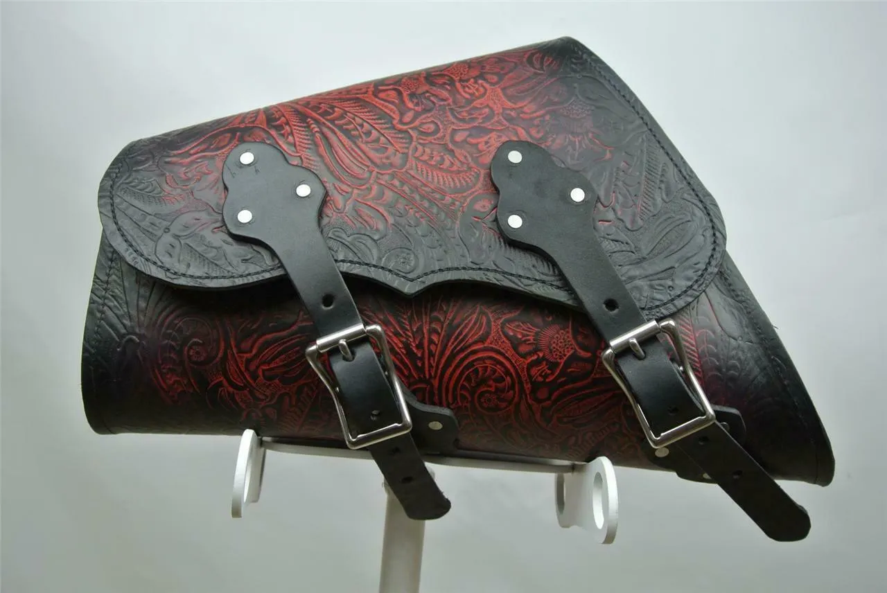 1982-2022 Saddle Bag Sportster Harley Ant Red Tooled Embossed Fits All Models