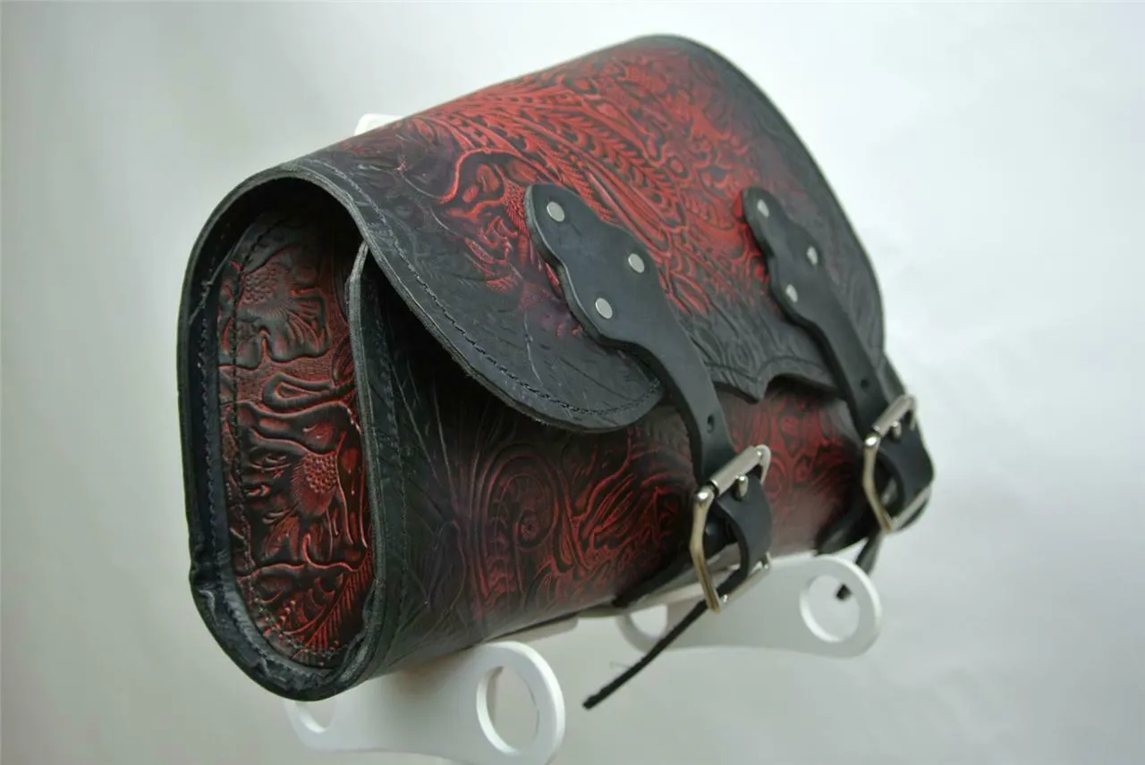 1982-2022 Saddle Bag Sportster Harley Ant Red Tooled Embossed Fits All Models