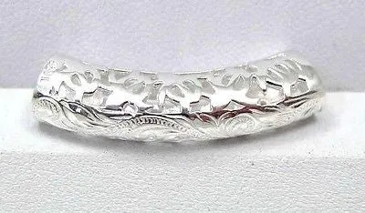 925 SILVER 2 SIDED HAWAIIAN HORIZONTAL HONU TURTLE SCROLL BARREL SLIDE PENDANT