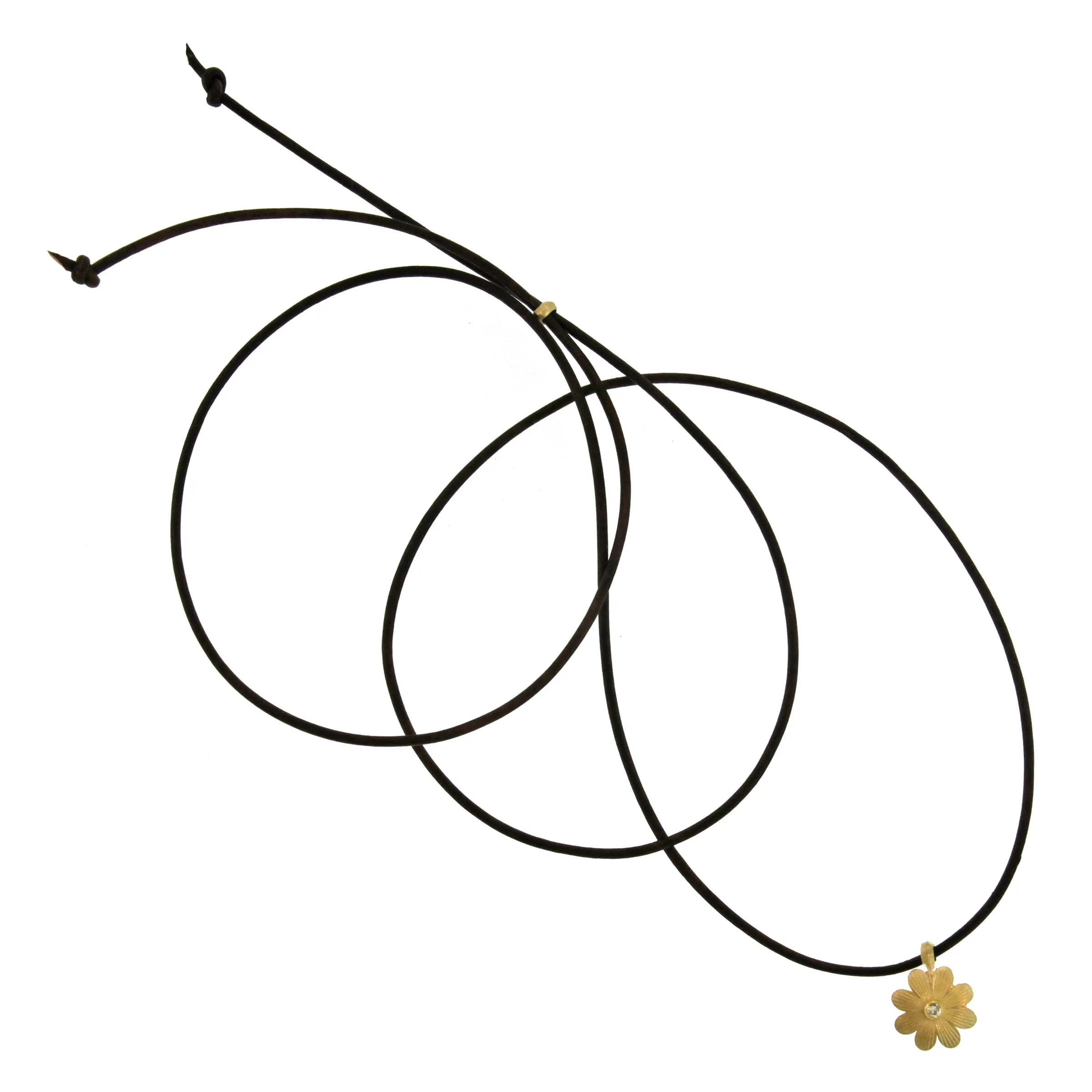 A Black Eyed Susan Flower Pendant on Leather