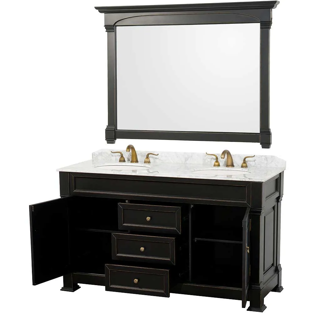 Andover 60 Inch Double Bathroom Vanity in Black