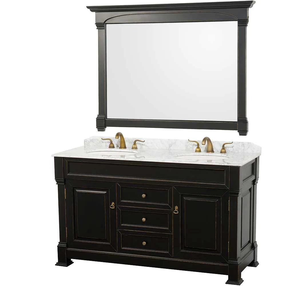 Andover 60 Inch Double Bathroom Vanity in Black