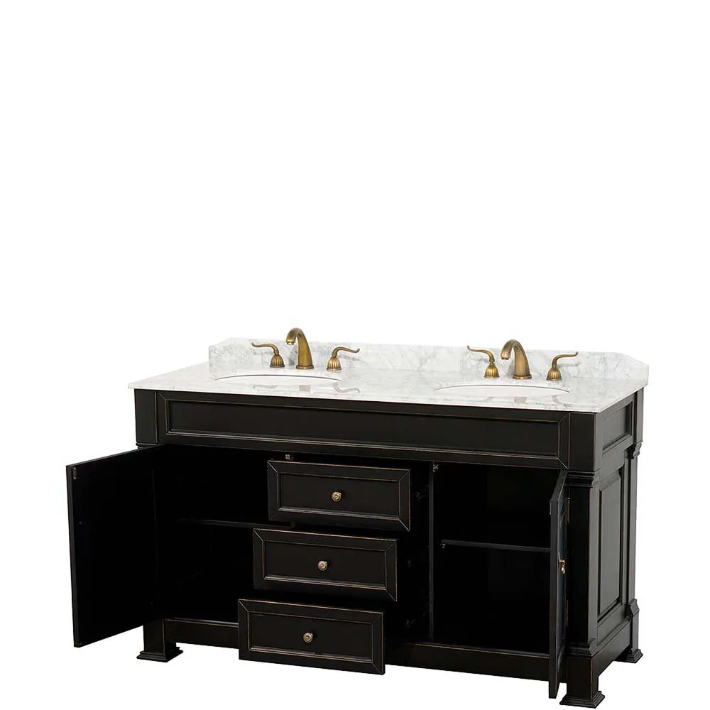 Andover 60 Inch Double Bathroom Vanity in Black