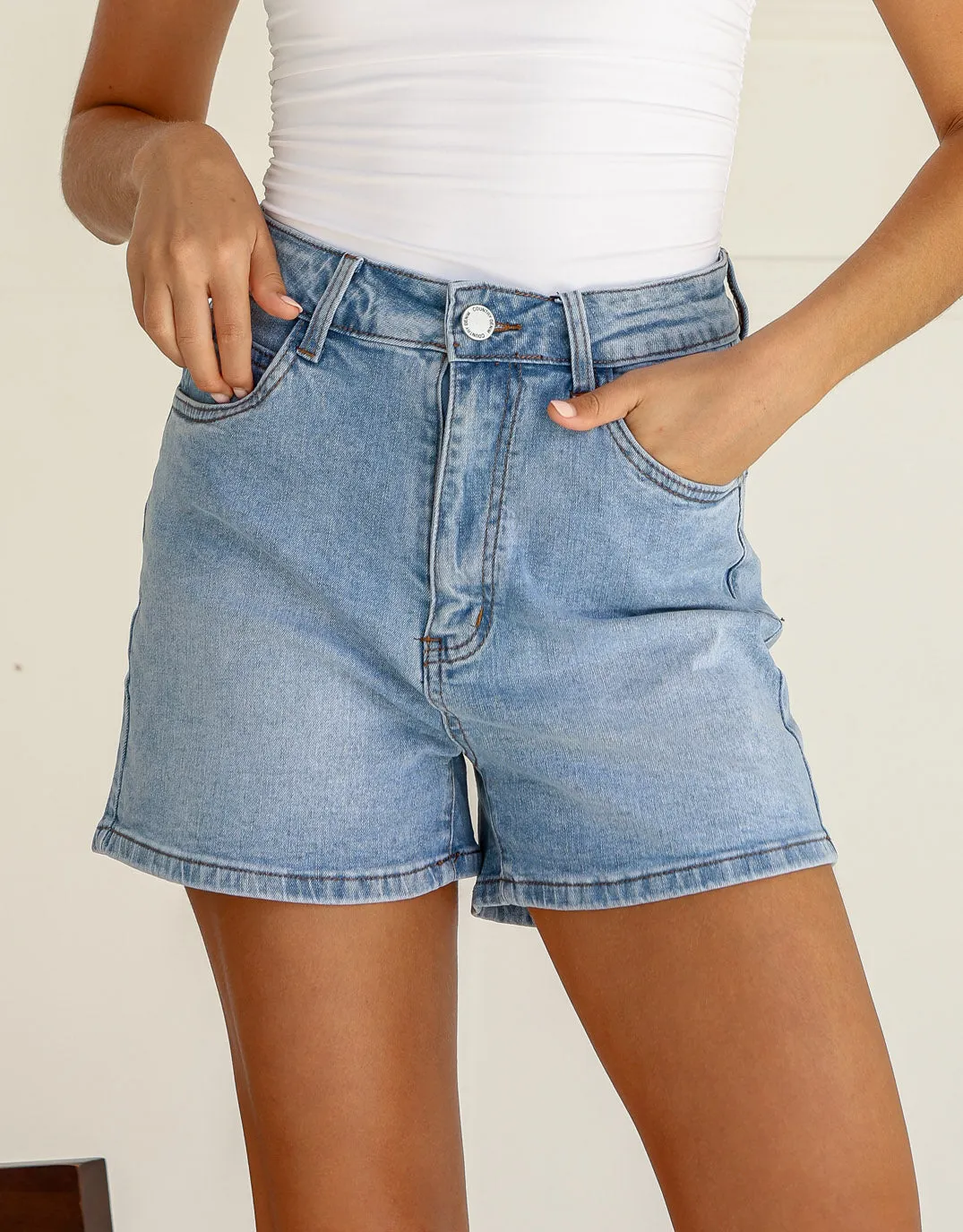 Angie Denim Shorts - Mid Blue