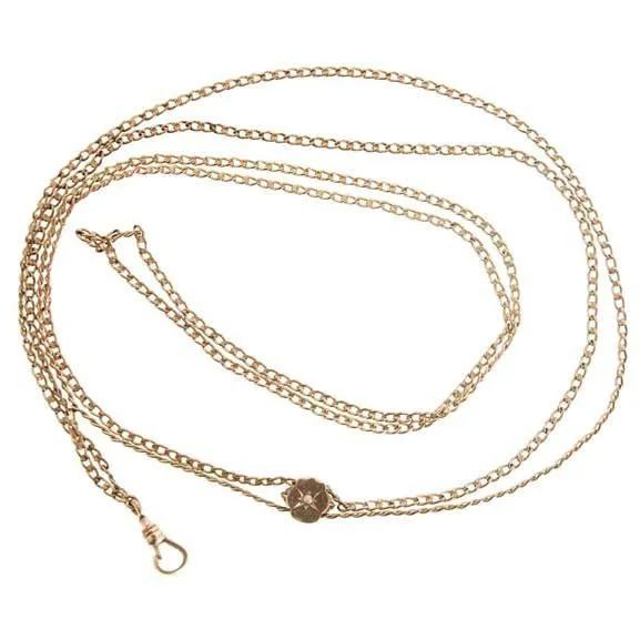 Antique Gold Filled Watch Chain  &  SlideW/ Pearls   Victorian