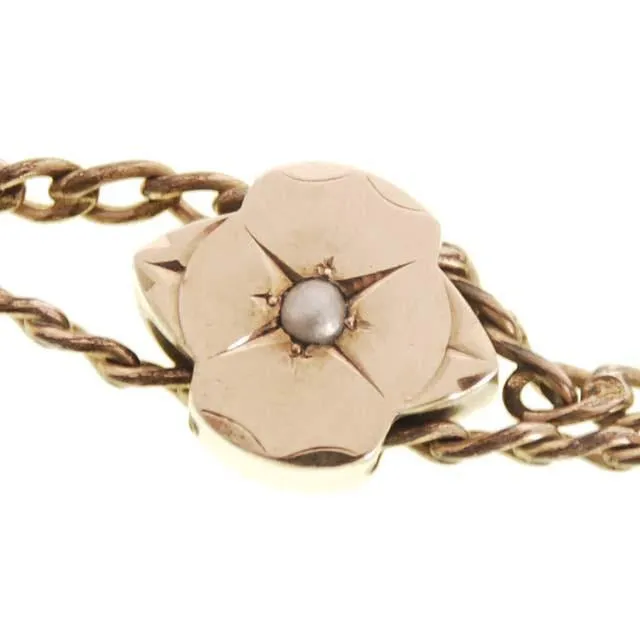 Antique Gold Filled Watch Chain  &  SlideW/ Pearls   Victorian