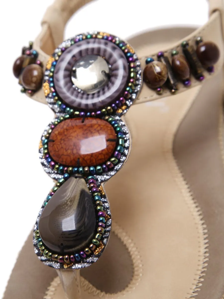 Apricot Marble Beaded Sandal
