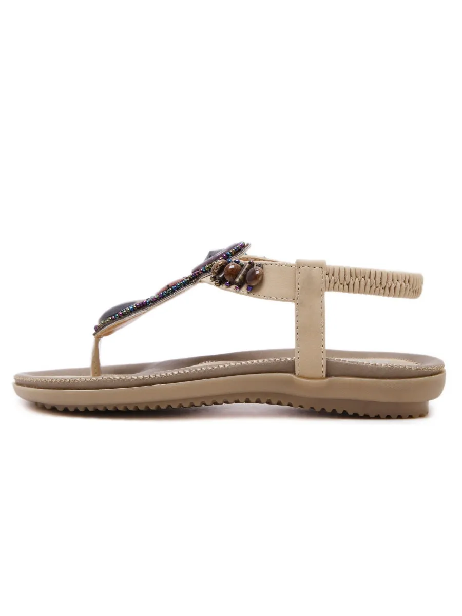 Apricot Marble Beaded Sandal