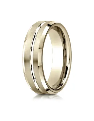Benchmark 10K Yellow Gold 6mm Comfort-Fit Satin-Finished with High Polish Cut Carved Design Wedding Band