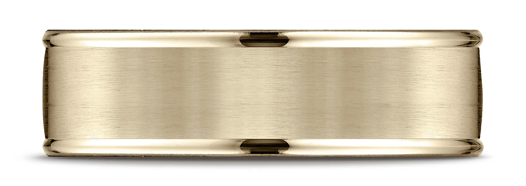 Benchmark 10k Yellow Gold 7mm Comfort-Fit Satin Finish High Polish Round Edge Carved Design Band ( 4-15)