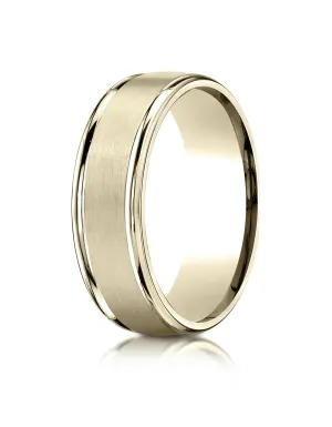 Benchmark 10k Yellow Gold 7mm Comfort-Fit Satin Finish High Polish Round Edge Carved Design Band ( 4-15)