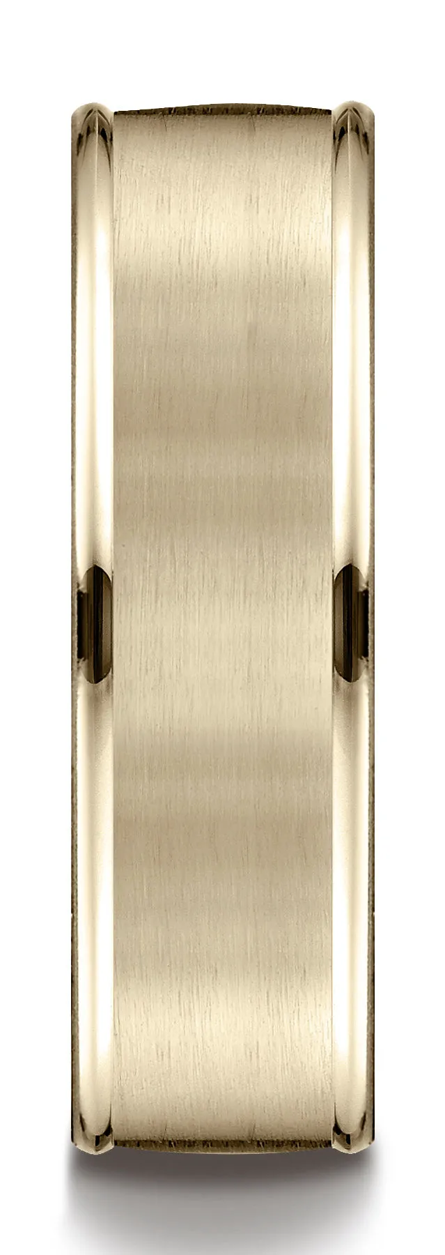 Benchmark 10k Yellow Gold 7mm Comfort-Fit Satin Finish High Polish Round Edge Carved Design Band ( 4-15)