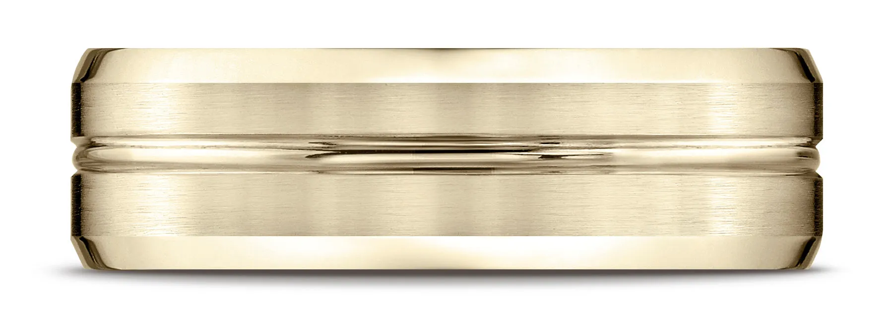 Benchmark 10k Yellow Gold 7mm Comfort-Fit Satin-Finish with High Polished Cut Carved Design Band ( 4-15)