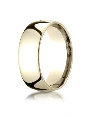 Benchmark 10K Yellow Gold 8mm Slightly Domed Standard Comfort-Fit Wedding Band Ring (Sizes 4 - 15 )