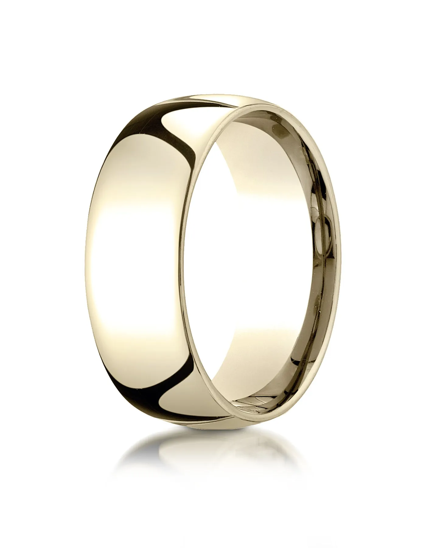 Benchmark 10K Yellow Gold 8mm Slightly Domed Standard Comfort-Fit Wedding Band Ring (Sizes 4 - 15 )