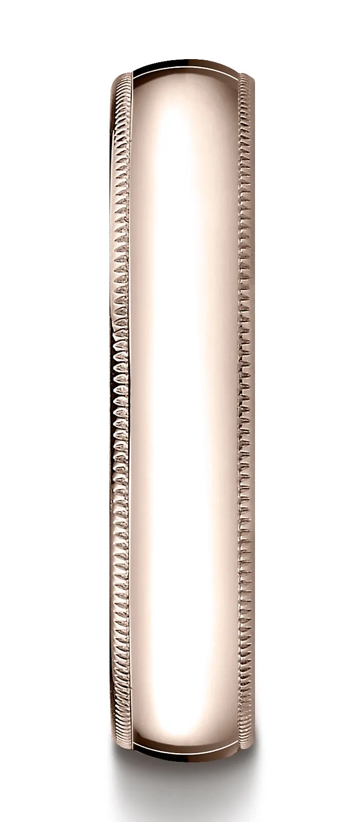 Benchmark 14K Rose Gold 5mm Slightly Domed Standard Comfort-Fit Wedding Band Ring with Milgrain