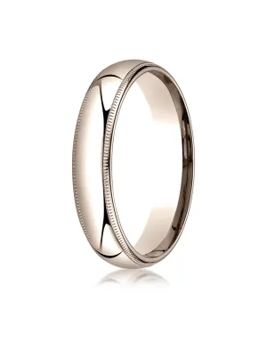 Benchmark 14K Rose Gold 5mm Slightly Domed Standard Comfort-Fit Wedding Band Ring with Milgrain