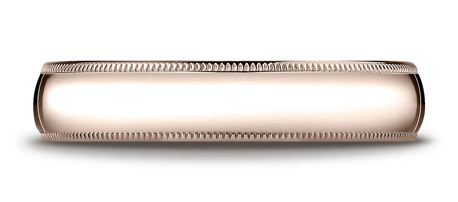 Benchmark 14K Rose Gold 5mm Slightly Domed Standard Comfort-Fit Wedding Band Ring with Milgrain