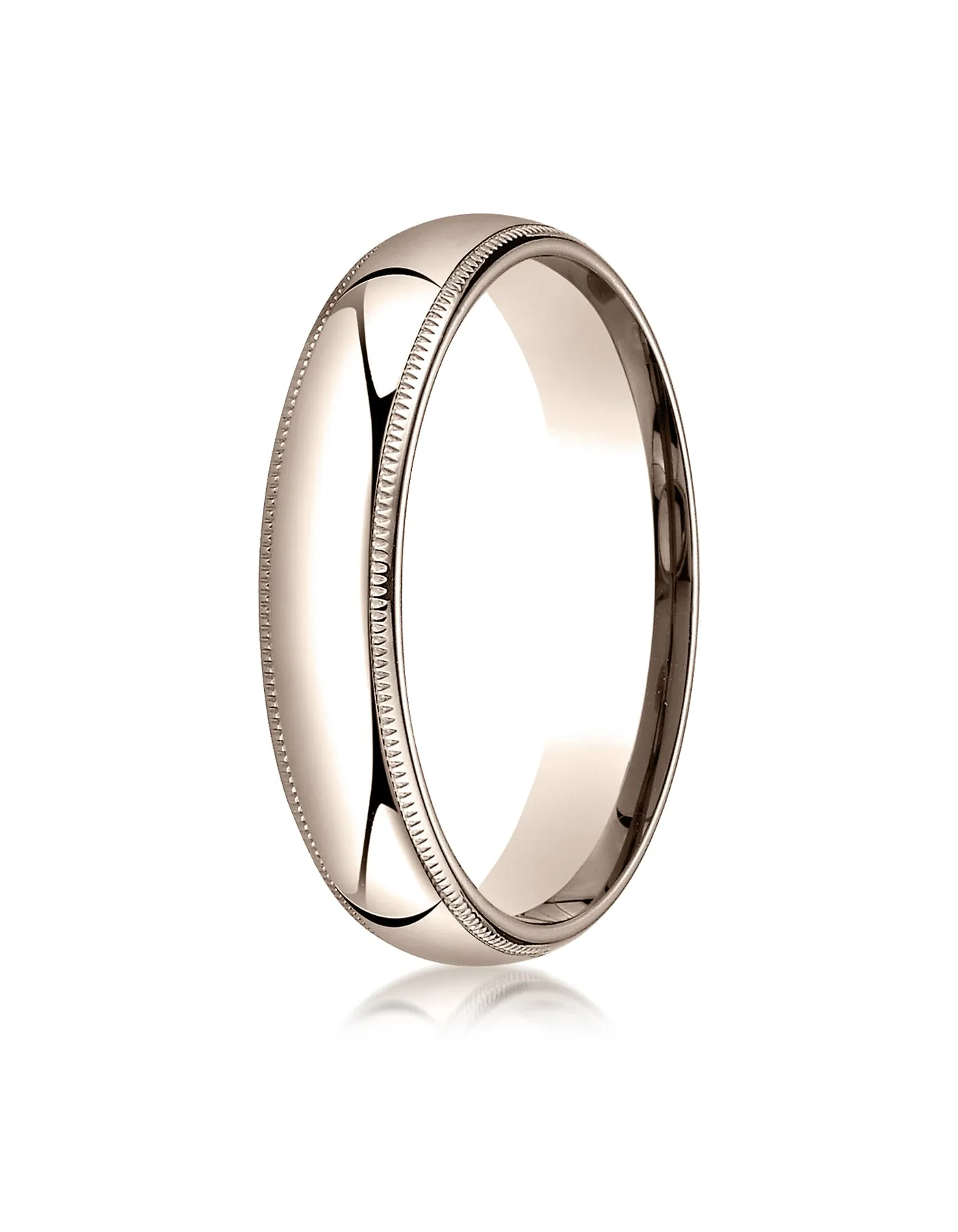 Benchmark 14K Rose Gold 5mm Slightly Domed Standard Comfort-Fit Wedding Band Ring with Milgrain