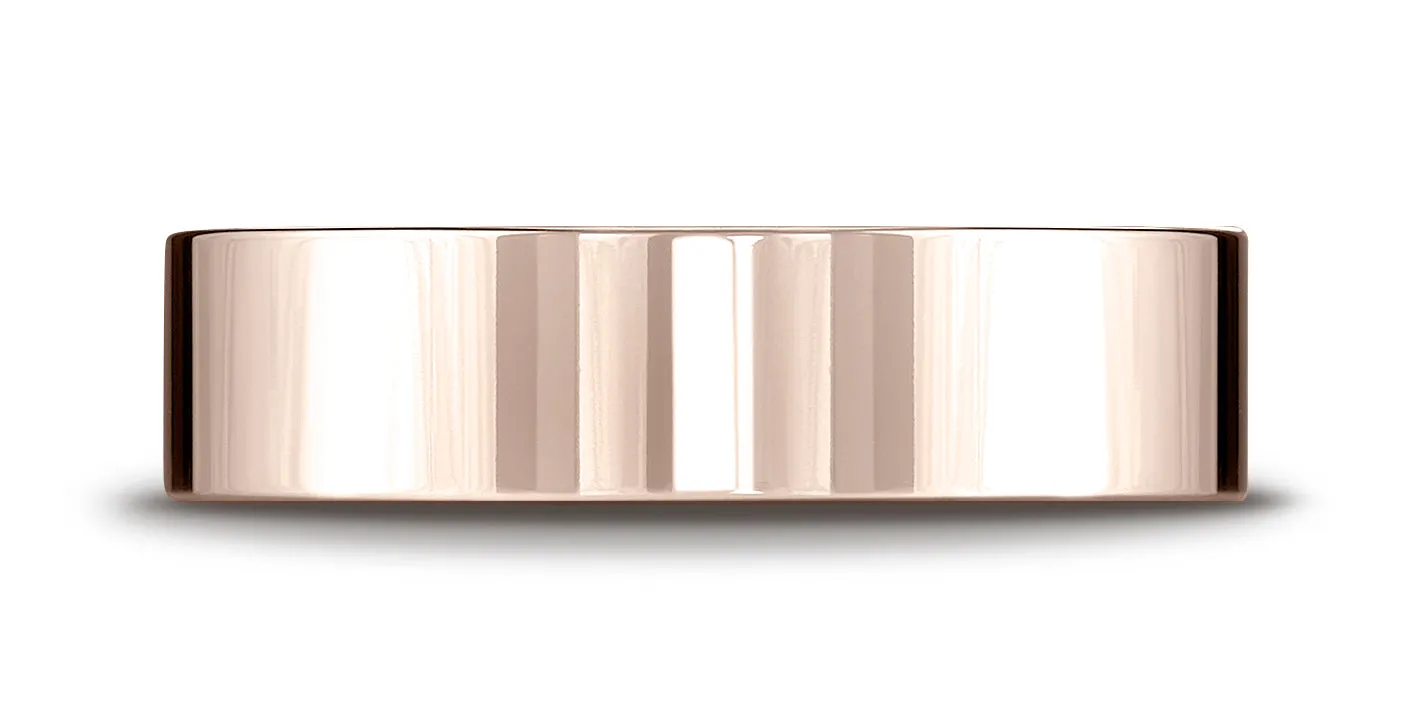 Benchmark 14K Rose Gold 6mm Flat Comfort-Fit Wedding Band Ring (Sizes 4 - 15 )