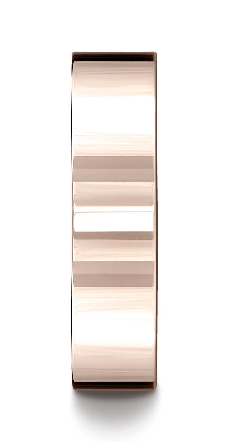 Benchmark 14K Rose Gold 6mm Flat Comfort-Fit Wedding Band Ring (Sizes 4 - 15 )
