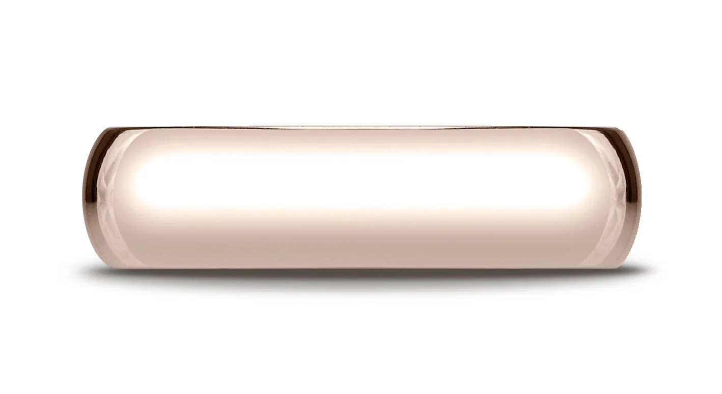 Benchmark 14K Rose Gold 6mm Slightly Domed Standard Comfort-Fit Wedding Band Ring (Sizes 4 - 15 )