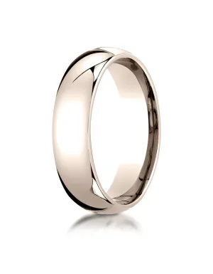 Benchmark 14K Rose Gold 6mm Slightly Domed Standard Comfort-Fit Wedding Band Ring (Sizes 4 - 15 )