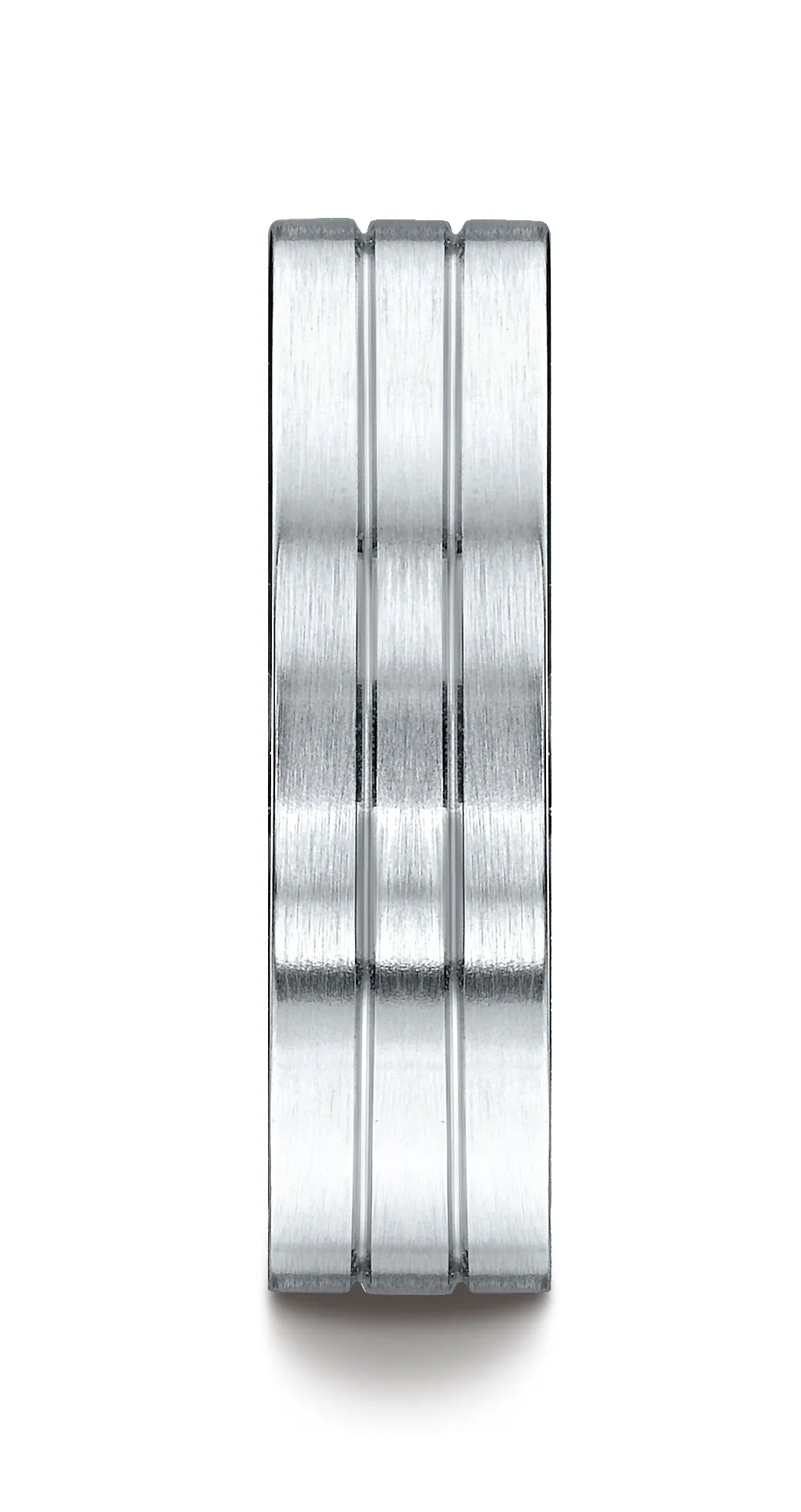 Benchmark 14K White Gold 6mm Comfort-Fit with Parallel Center Cuts Carved Design Wedding Band Ring