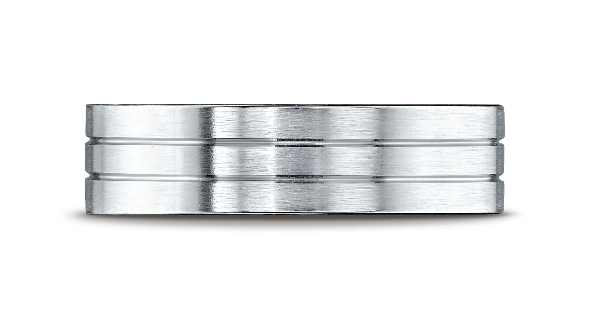 Benchmark 14K White Gold 6mm Comfort-Fit with Parallel Center Cuts Carved Design Wedding Band Ring