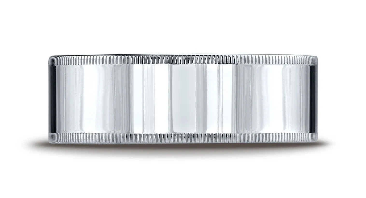 Benchmark 14K White Gold 8mm Flat Comfort-Fit Wedding Band Ring with Milgrain (Sizes 4 - 15 )