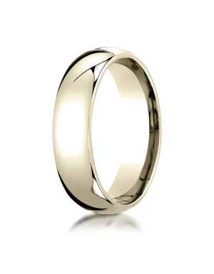 Benchmark 14K Yellow Gold 6mm Slightly Domed Standard Comfort-Fit Wedding Band Ring (Sizes 4 - 15 )