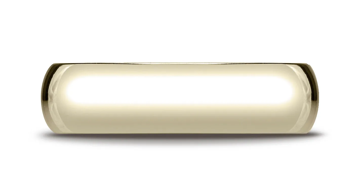 Benchmark 14K Yellow Gold 6mm Slightly Domed Standard Comfort-Fit Wedding Band Ring (Sizes 4 - 15 )