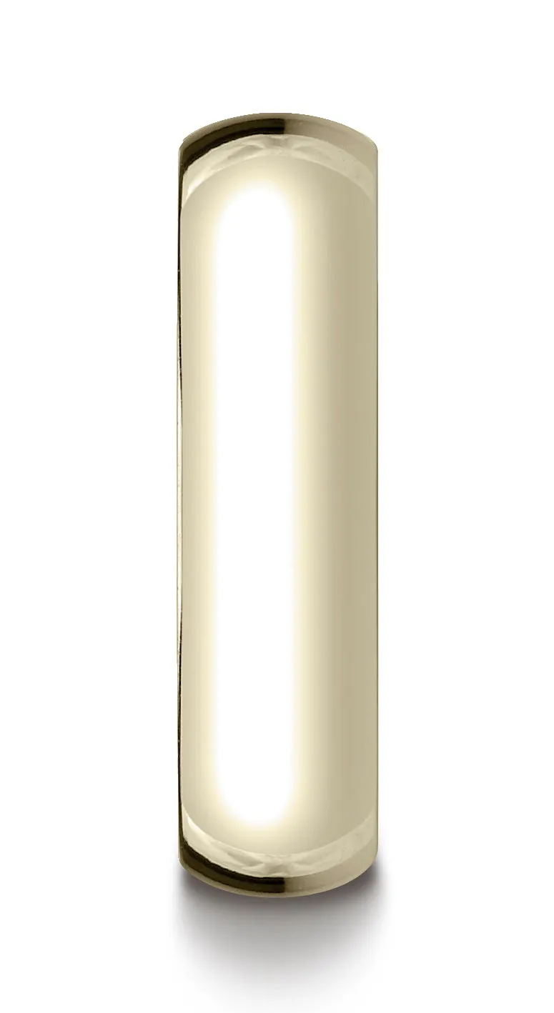 Benchmark 14K Yellow Gold 6mm Slightly Domed Standard Comfort-Fit Wedding Band Ring (Sizes 4 - 15 )