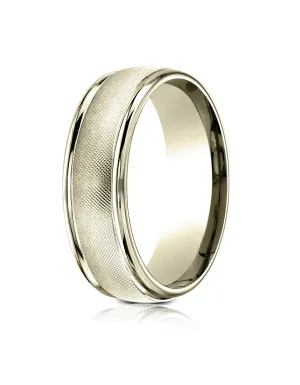 Benchmark 14k Yellow Gold 7mm Comfort-Fit Florentine Center High Polish Round Edge Design Band,(Size 4-15)
