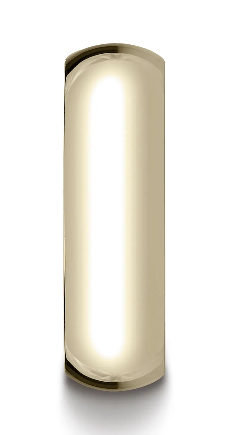 Benchmark 14K Yellow Gold 7mm Slightly Domed Standard Comfort-Fit Wedding Band Ring (Sizes 4 - 15 )