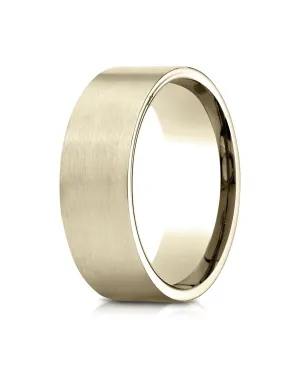 Benchmark 14K Yellow Gold 8mm Comfort-Fit Satin-Finished Carved Design Wedding Band Ring (Sizes 4 - 15 )