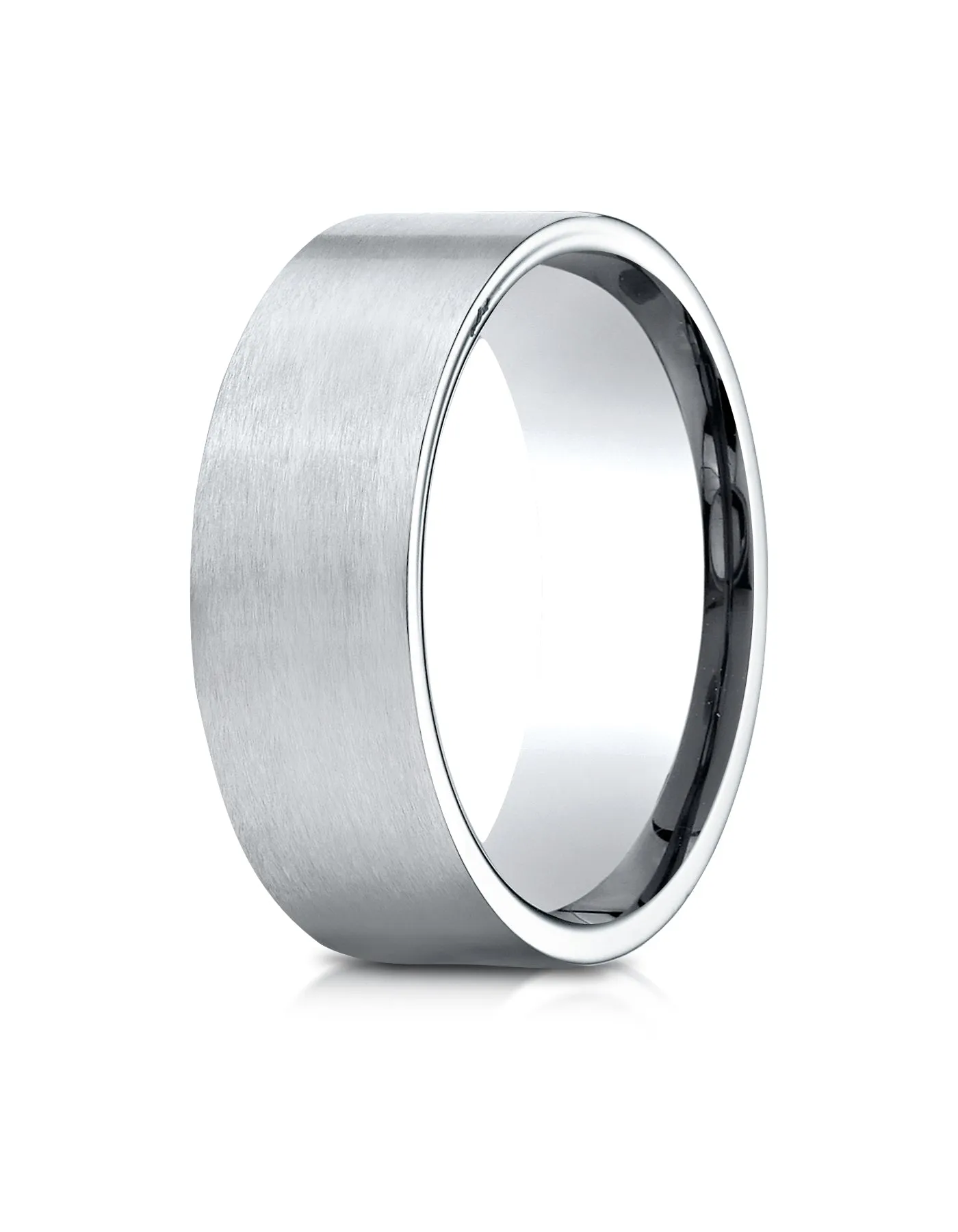 Benchmark 18K White Gold 8mm Comfort-Fit Satin-Finished Carved Design Wedding Band Ring (Sizes 4 - 15 )