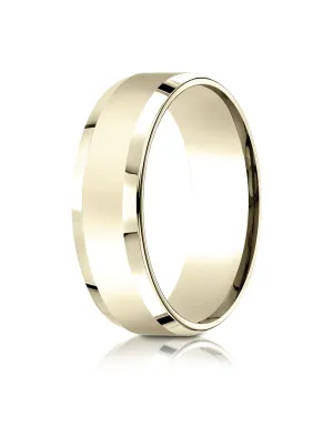 Benchmark 18k Yellow Gold 7mm Comfort-Fit High Polished Carved Design Band, (Sizes 4-15)