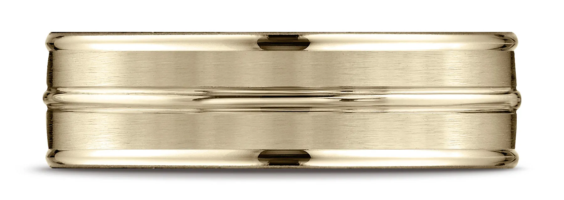 Benchmark 18k Yellow Gold 7mm Comfort-Fit Satin-Finish and Round Edge Carved Design Band, (Sizes 4-15)