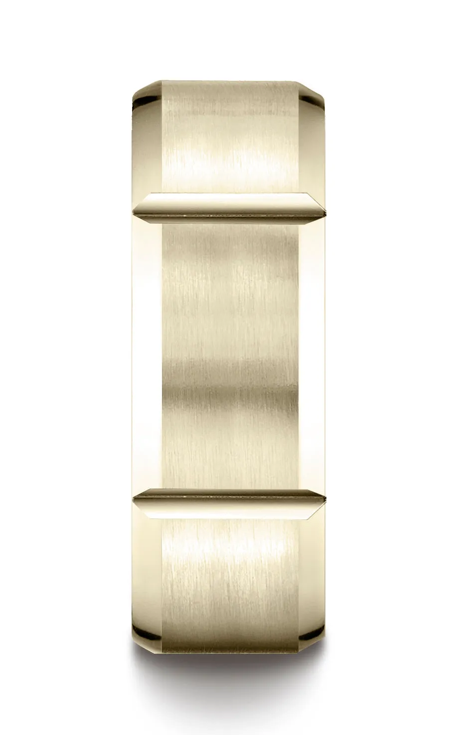Benchmark 18K Yellow Gold 8mm Comfort-Fit Satin-Finished Grooves Carved Design Wedding Band Ring