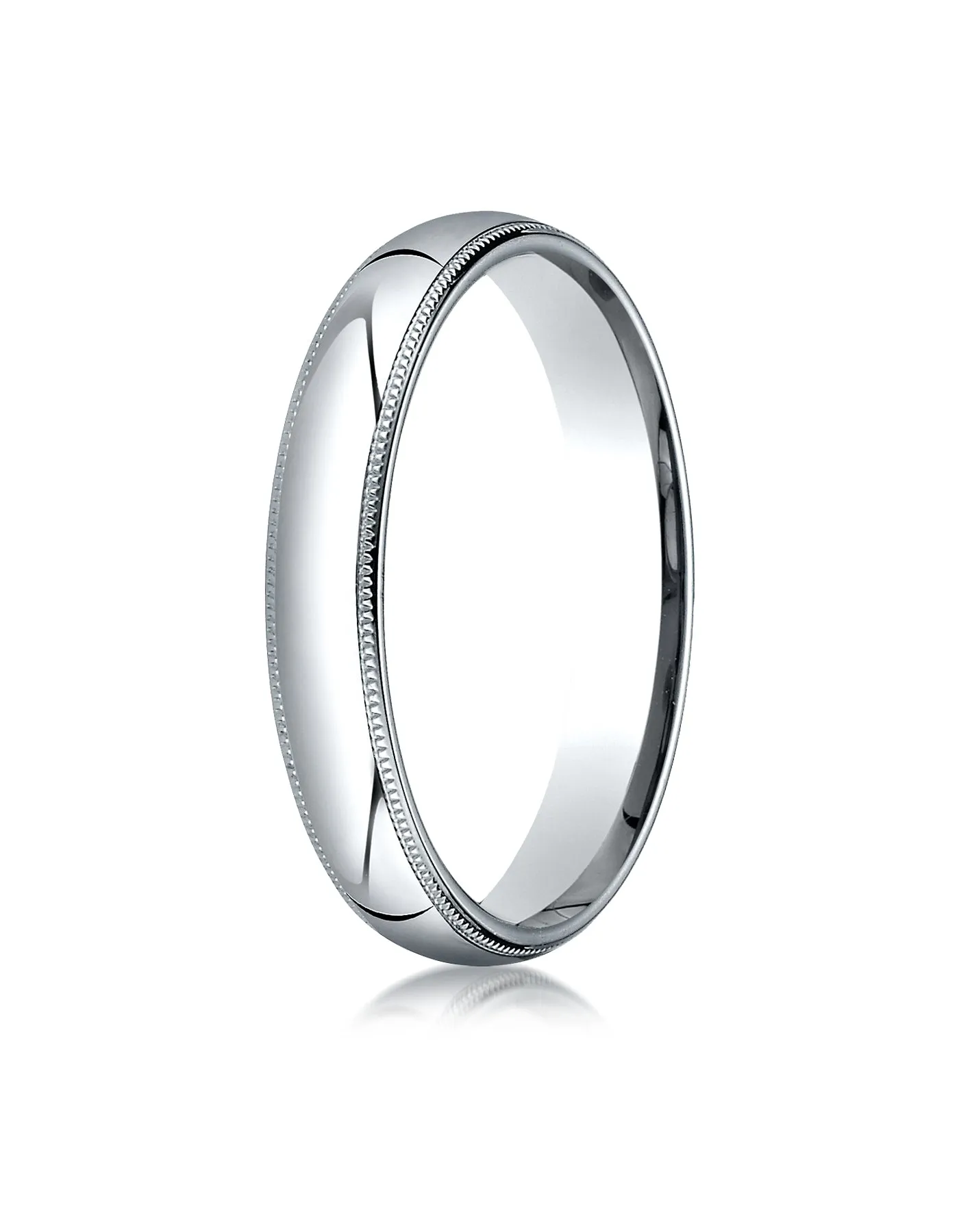 Benchmark Palladium 4mm Slightly Domed Standard Comfort-Fit Wedding Band Ring with Milgrain