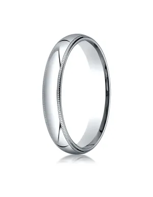 Benchmark Palladium 4mm Slightly Domed Standard Comfort-Fit Wedding Band Ring with Milgrain