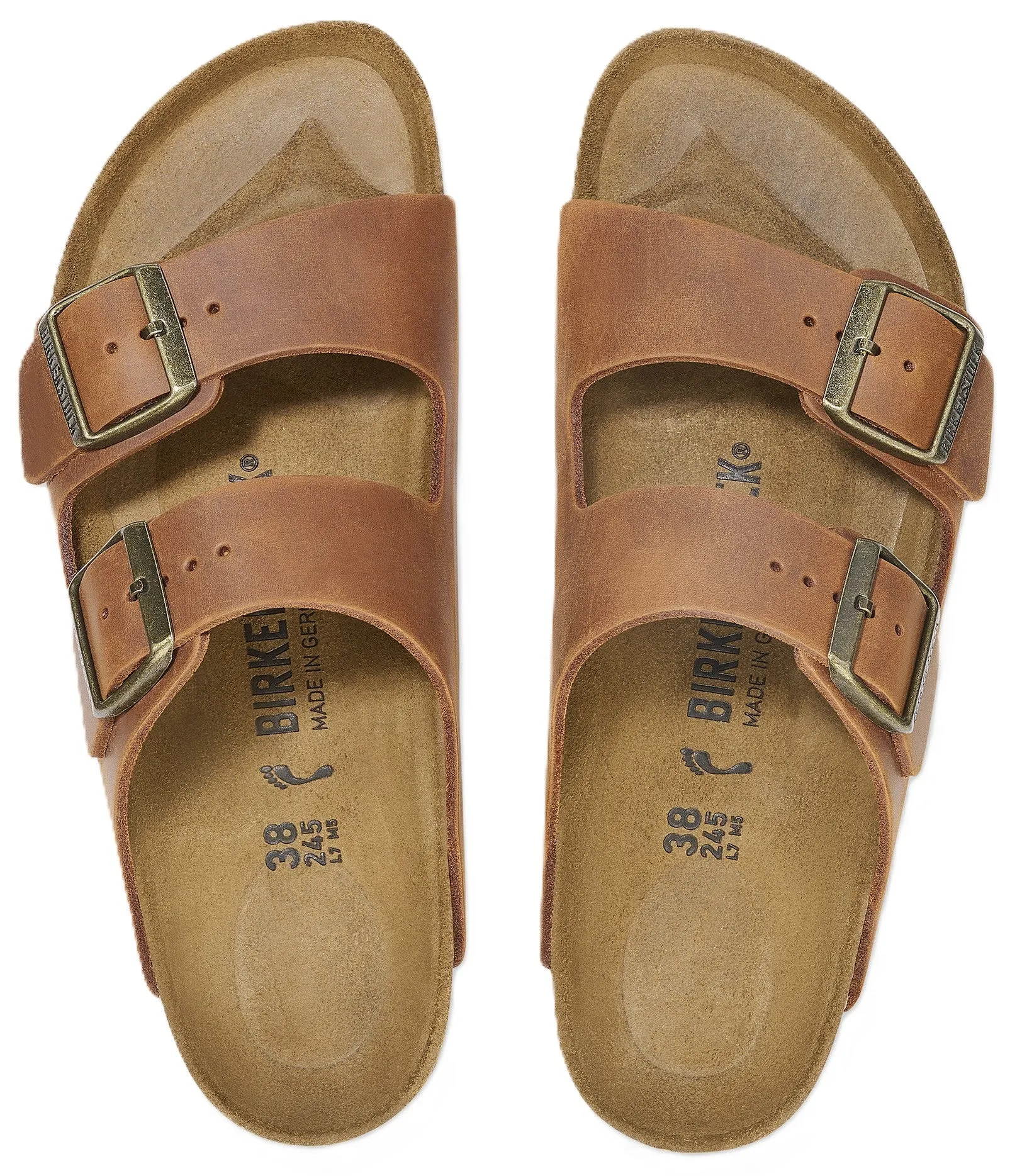 Birkenstock Arizona Sandals - Cognac Oiled Leather | Comfortable Cork Footbed